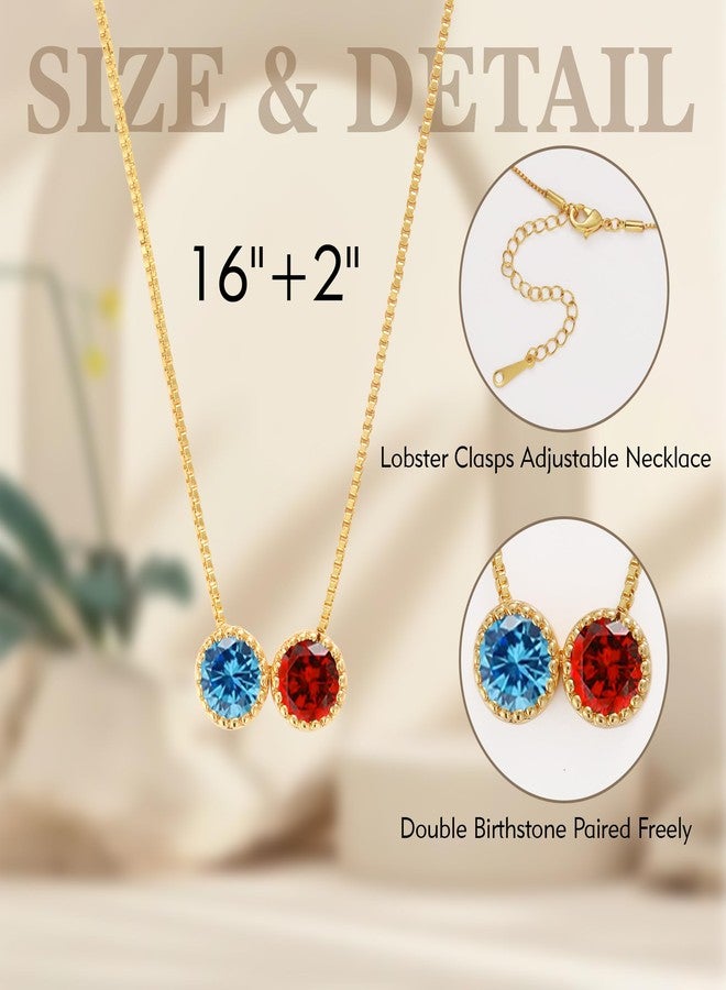 Sistble June Birthday Gifts for Women Birthstone Necklace Dainty Alexandrite Necklace Mothers Day Gifts for Wife Two Birthstone Gold Necklace Jewelry Gift for Her - Image 5